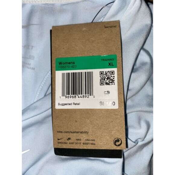 NIKE NWT $52 Dri-Fit size XL Women’s Light Blue Open Back Training Tank Top - Picture 9 of 12